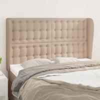 Hoofdbord met randen 147x23x118/128cm kunstleer cappuccinokleur
