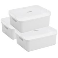 Sunware opbergbox - 3x stuks - 24 liter - wit - kunststof - transparante deksel - 45x35x18 cm