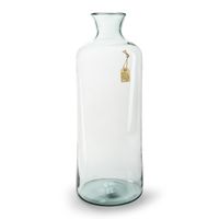 Transparante bloemenvaas van gerecycled eco glas D19 x H53 cm