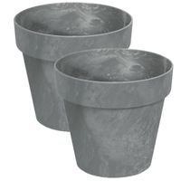 Set van 3x stuks kunststof bloempotten/plantenpotten betonlook 14 cm grijs