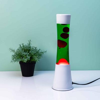 Lavalamp wit met groene vloeistof en roze lava