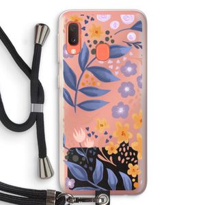 Flowers with blue leaves: Samsung Galaxy A20e Transparant Hoesje met koord