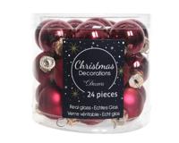 24 Glazen balletjes 25 mm ossenbloed - Decoris