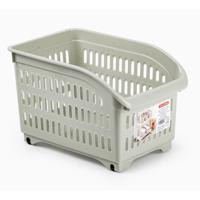 Opslag/opberg trolley container - beige - op wieltjes - L30 x B18 x H19 cm - kunststof - thumbnail