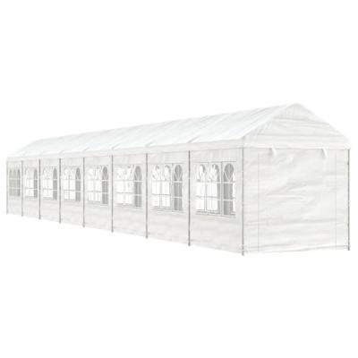 Prieel met dak 17,84x2,28x2,69 m polyetheen wit