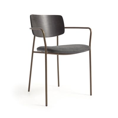 Kave Home Maureen eetkamerstoel donker essen fineer Brass