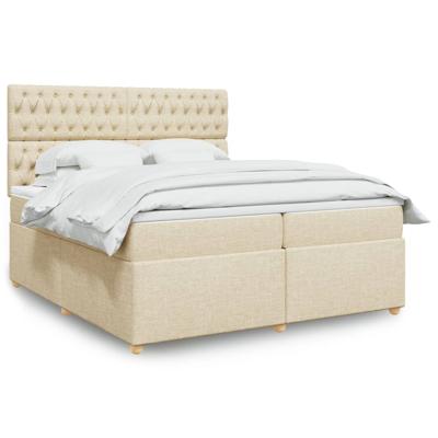 Boxspring met matras stof crèmekleurig 200x200 cm
