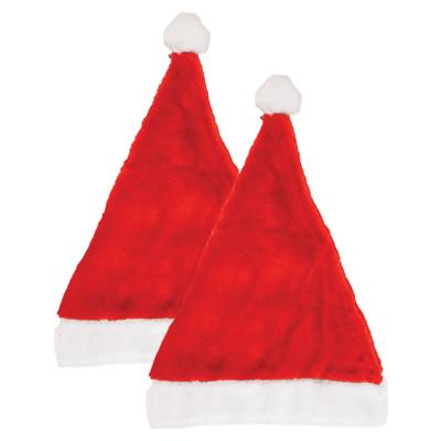 Kerstmuts - 2x - rood - voor volwassenen - budgetmuts - 29 x 42 cm - pluche