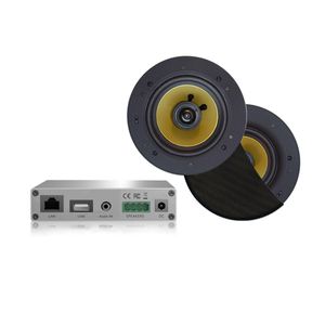 Wifi-Audio Versterker Aquasound Airplay + DLNA 30W Inclusief Speakerset Aquasound Rumba 116 mm Zwart Aquasound