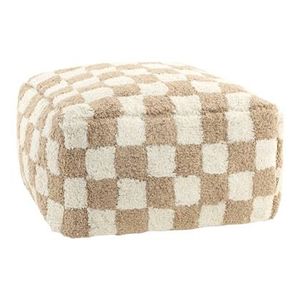 vtwonen Check Poef 45 x 45 cm - Natural