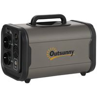 Outsunny draagbare krachtcentrale voeding 384Wh LiFePO4-batterij Drie oplaadmodi met stopcontacten USB / PD / auto-poorten LED-scherm zaklamp voor