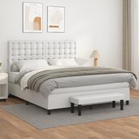 Boxspring met matras kunstleer wit 160x200 cm