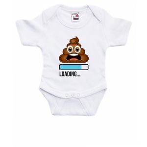 Baby rompertje - Loading Poop - wit/blauw - babyshower/kraamcadeau