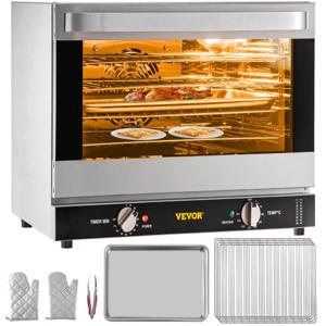 VEVOR Elektrische Tafeloven 66L/60Qt Kleine Oven 1800W 4-laags Mini Elektrische Oven met Glazen Deur Aan de Voorkant, Elektrische Tafel Top Convectie Oven met Dienbladen Draadrekken Cliphandschoenen