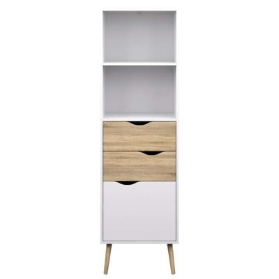 Leen Bakker - Boekenkast Delta - Wit/eikenkleur - 171,3x50,1x39 Cm - Spaanplaat - Wit#Bruin - 50.1x171.3x39 Cm
