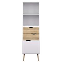 Leen Bakker - Boekenkast Delta - Wit/eikenkleur - 171,3x50,1x39 Cm - Spaanplaat - Wit#Bruin - 50.1x171.3x39 Cm