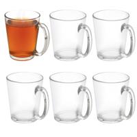 Vivalto Theeglas - 6x stuks - glas - 250 ml - met oor - glazen - thee/koffie