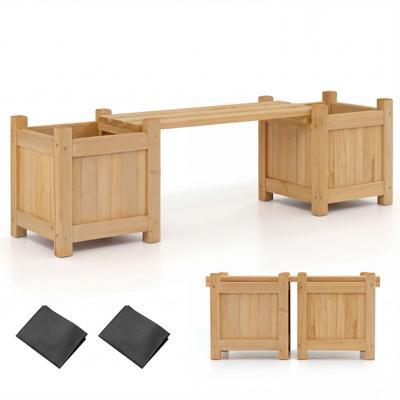 Drie-in-één Plantenbak Voor Buiten Met Bank Dubbele Tuinbank Met Twee Plantenbakken Aan De Zijkant