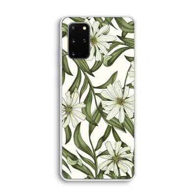 Wit bloemenpatroon: Samsung Galaxy S20 Plus Transparant Hoesje
