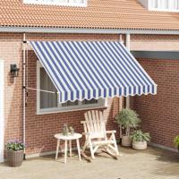 Luifel handmatig uittrekbaar 300 cm blauw en witte strepen