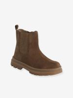Boots voor meisjes, collectie voor de kleuterschool, leer, elastiek en ritssluiting kameel