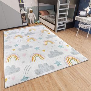 Vloerkleed Kids Rainbow Clouds - Crème / Multi