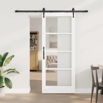 Schuifdeur met Hardware Set Wit 83x202 cm Massief Hout van Pijnboom