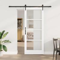Schuifdeur met Hardware Set Wit 83x202 cm Massief Hout van Pijnboom