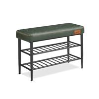 Schoenenbank uit de EKHO collectie met roosterplanken, Bos Groen Schoenenbank uit de EKHO collectie met roosterplanken, Bos Groen