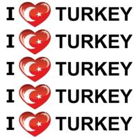 Sticker - 5x - I love Turkey - 19 x 4 cm - Turkije - landenthema