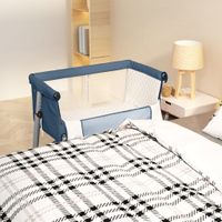 Babybox met matras linnen marineblauw - thumbnail