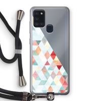 Gekleurde driehoekjes pastel: Samsung Galaxy A21s Transparant Hoesje met koord