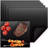 Grillmat set - 5 stuks - zwart - antiaanbak - 33 x 40 cm - geschikt voor grill / BBQ / oven