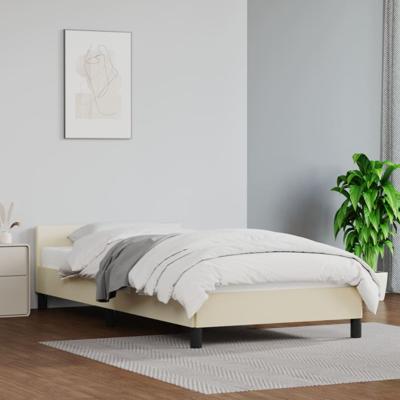 Bedframe met hoofdbord kunstleer crmekleurig 100x200 cm