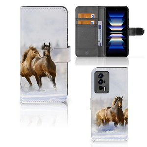 Xiaomi Poco F5 Pro Telefoonhoesje met Pasjes Paarden