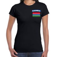 Gambia t-shirt met vlag zwart op borst voor dames - thumbnail