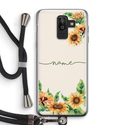 Zonnebloemen: Samsung Galaxy J8 (2018) Transparant Hoesje met koord