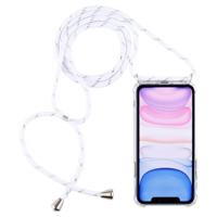 Vierhoek anti-val trasparent TPU mobiele telefoon geval met Lanyard voor iPhone 11 (wit)