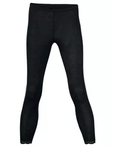 Dames Legging met Kant Zijde Wol Engel Natur, Kleur Zwart, Maat 38/40 - Medium