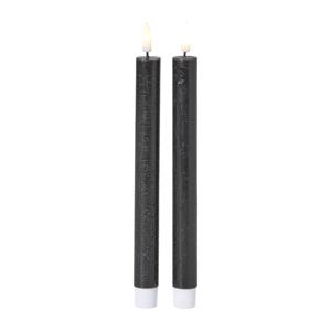 LED dinerkaarsen - zwart - set van 2 - ø2.2x24.5 cm