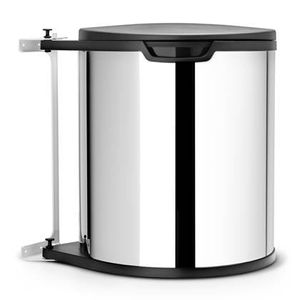 Brabantia 418181 vuilnisbak 10 l Rond Staal Zwart, Zilver