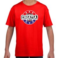 Have fear Croatia is here / Kroatie supporter t-shirt rood voor kids - thumbnail