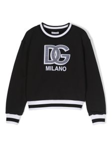 Dolce & Gabbana Kids sweat en coton à patch logo - Noir