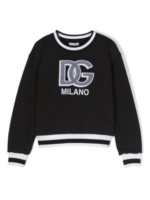 Dolce & Gabbana Kids sweat en coton à patch logo - Noir