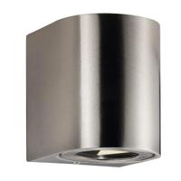 Buitenlamp gevelverlichting stainless steel up & downlighter &apos;Canto 2&apos; Nordlux LED 2x6W warm wit
