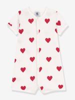 Katoenen baby combishort met hartjes wit