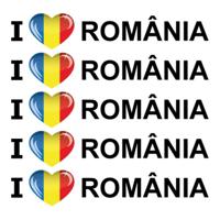 Sticker - 5x - I love Romania - 19 x 4 cm - Romenie - landenthema