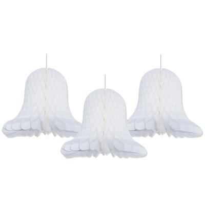 Kerstklokken lampionnen - 3x - wit - 30 x 30 cm - Kerstversiering - Papier