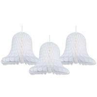 Kerstklokken lampionnen - 3x - wit - 30 x 30 cm - Kerstversiering - Papier