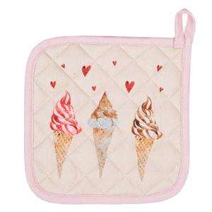 Clayre & Eef Pannenlap Kind 16x16 cm Beige Roze Katoen Vierkant